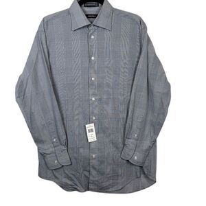 NWT Nautica Navy and White Plaid Dress Shirt Size Medium